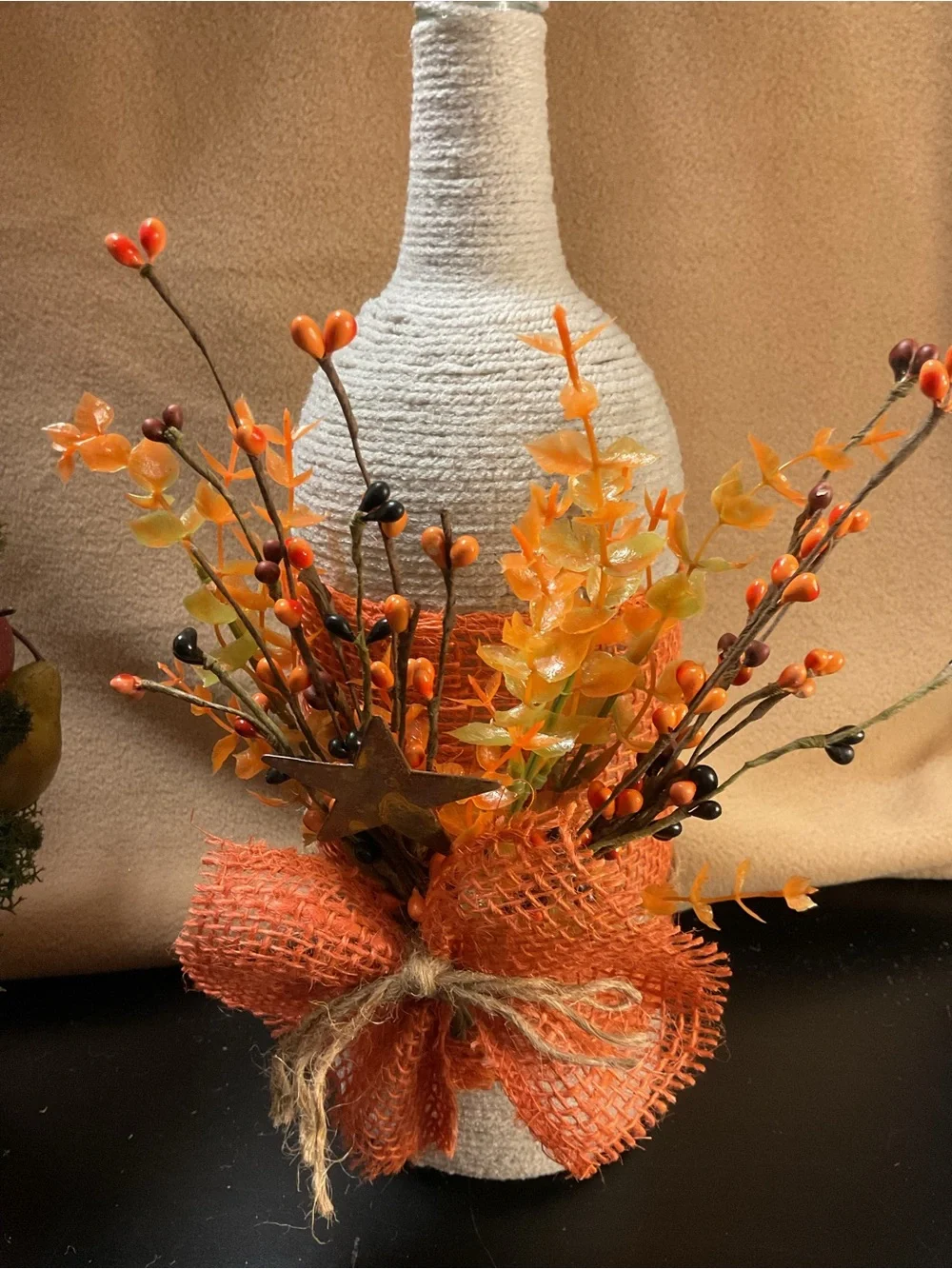 Autumn Harvest Pear & Apple Topiary - Orange & Green Home Holiday Décor.  In 565